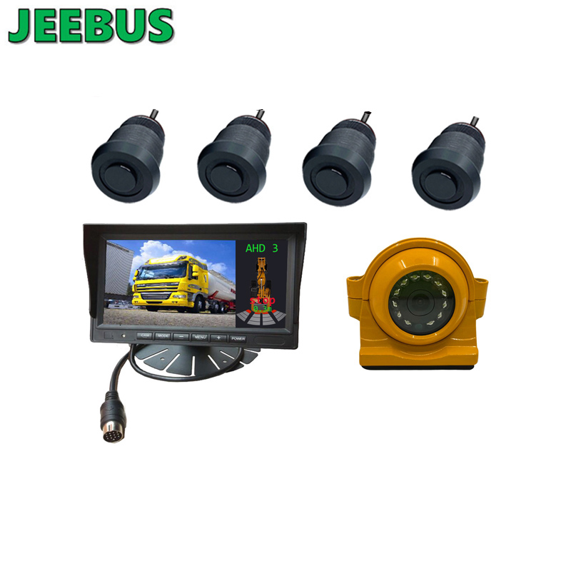 Senzori de parcare pentru camioane grele Afișaj Parktronic 4 senzori Cameră de rezervă inversă Asistență Detector radar Sistem de monitorizare de 7 \\