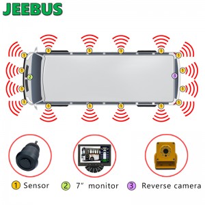 Autobuzul vehiculului Sistemul de monitorizare a senzorilor radar HD 1080P Inverse Camera cu 16 Senzori Detectarea unghiului orb Monitorizarea digitală de avertizare